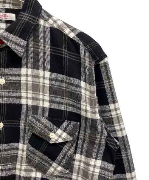 H.R.MARKET（ハリウッドランチマーケッド）H.R.MARKET (ハリウッドランチマーケッド) スプリングネルチェック ワークシャツ ブラック サイズ:2の古着・服飾アイテム
