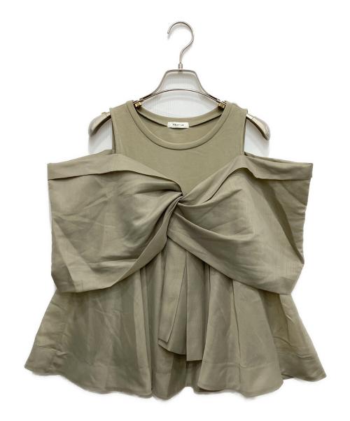 FRAY ID（フレイ アイディー）FRAY ID (フレイ アイディー) カットコンビペプラムトップス オリーブ サイズ:freeの古着・服飾アイテム