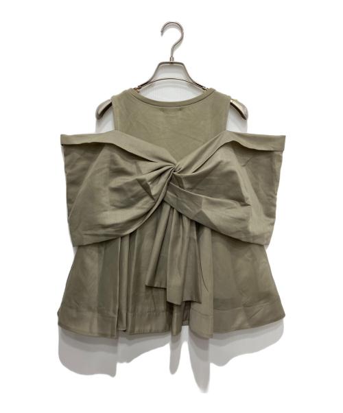 FRAY ID（フレイ アイディー）FRAY ID (フレイ アイディー) カットコンビペプラムトップス オリーブ サイズ:freeの古着・服飾アイテム
