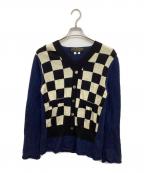 COMME des GARCONS HOMME PLUSコムデギャルソンオムプリュス）の古着「チェッカーVネックニット」｜ネイビー