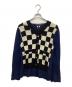 COMME des GARCONS HOMME PLUS（コムデギャルソンオムプリュス）の古着「チェッカーVネックニット」｜ネイビー