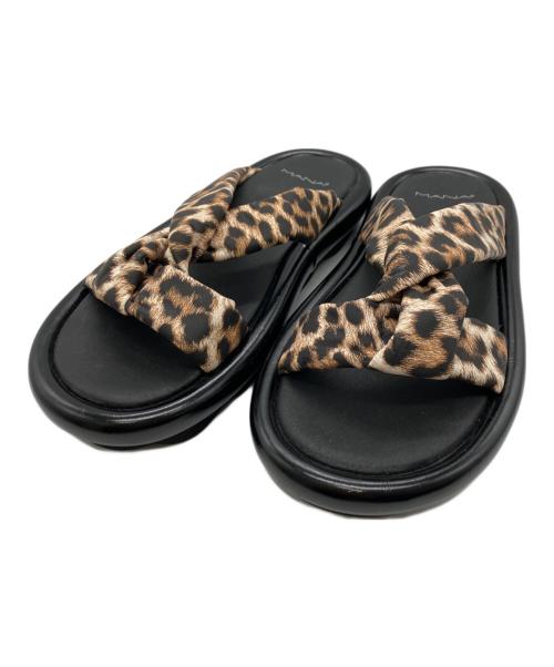 MANA（マナ）MANA (マナ) レオパードサンダル ブラック サイズ:37の古着・服飾アイテム