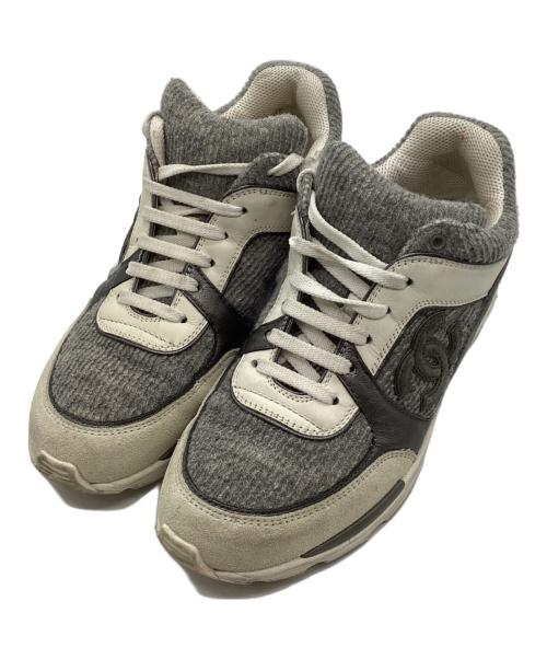 CHANEL（シャネル）CHANEL (シャネル) ココマークローカットスニーカー グレー サイズ:37の古着・服飾アイテム