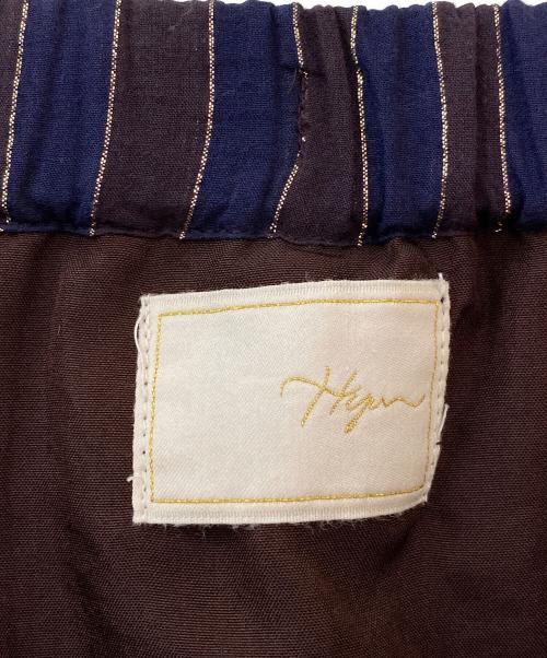 Spick and Span（スピック＆スパン）Spick and Span (スピックアンドスパン) HYU ストライプギャザーフレアスカート ブラウン サイズ:36の古着・服飾アイテム