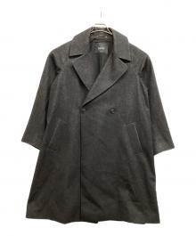 HEVO（イーヴォ）の古着「ウールナイロン ダブルブレステッド ベルテッドコート」｜グレー