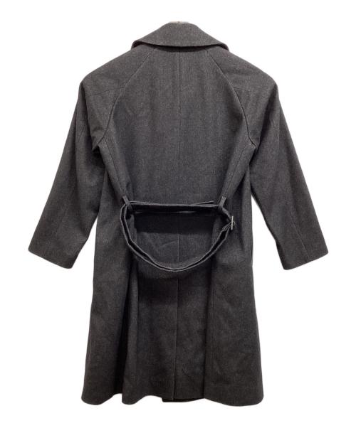 HEVO（イーヴォ）Hevo (イーヴォ) ウールナイロン ダブルブレステッド ベルテッドコート グレー サイズ:46の古着・服飾アイテム