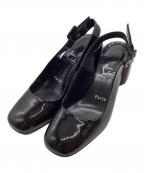 Christian Louboutinクリスチャン・ルブタン）の古着「ブロックヒールバックストラップパンプス」｜ブラック