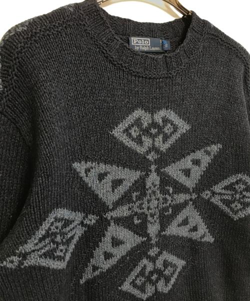 POLO RALPH LAUREN（ポロ・ラルフローレン）POLO RALPH LAUREN (ポロ・ラルフローレン) オルテガ柄ハンドメイドニット ネイビー サイズ:Sの古着・服飾アイテム
