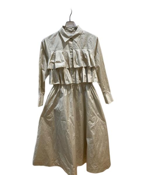 ebure（エブール）EBURE (エブール) マイクロタフタワンピース ベージュ サイズ:38の古着・服飾アイテム