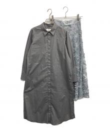 Ameri（アメリ）の古着「LACE LAYERED SHIRTDRESS　レース レイヤード シャツドレス」｜グレー