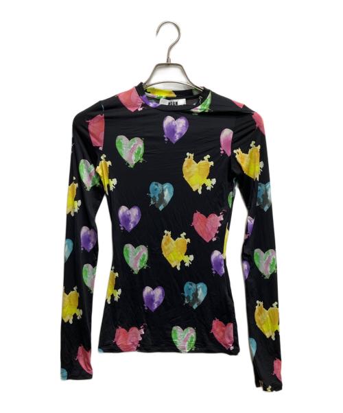 MSGM（エムエスジーエム）MSGM (エムエスジーエム) マルチハートロングスリーブカットソー ブラック サイズ:40の古着・服飾アイテム