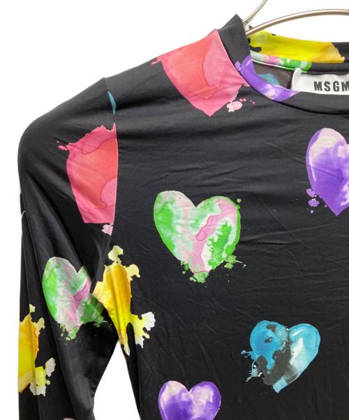 MSGM（エムエスジーエム）MSGM (エムエスジーエム) マルチハートロングスリーブカットソー ブラック サイズ:40の古着・服飾アイテム