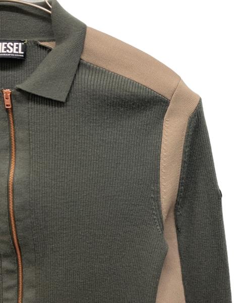 DIESEL（ディーゼル）DIESEL (ディーゼル) K-ALLICE ジップアップカーディガン ベージュ×カーキ サイズ:Lの古着・服飾アイテム