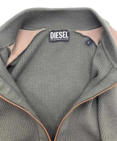 DIESEL（ディーゼル）DIESEL (ディーゼル) K-ALLICE ジップアップカーディガン ベージュ×カーキ サイズ:Lの古着・服飾アイテム
