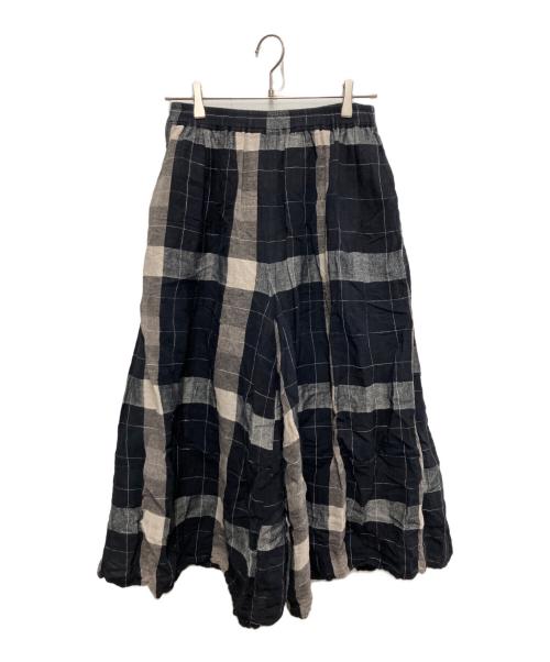 BEARDSLEY（ビアズリー）BEARDSLEY (ビアズリー) リネンチェックパンツ ブラック サイズ:freeの古着・服飾アイテム