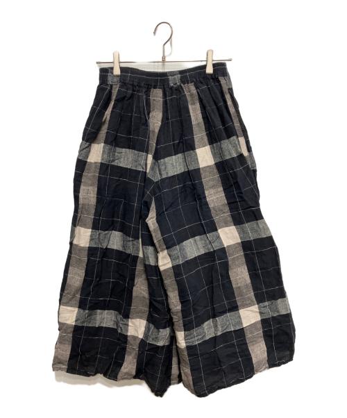 BEARDSLEY（ビアズリー）BEARDSLEY (ビアズリー) リネンチェックパンツ ブラック サイズ:freeの古着・服飾アイテム
