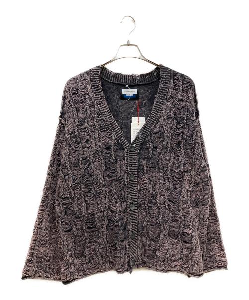 MAISON SPECIAL（メゾンスペシャル）MAISON SPECIAL (メゾンスペシャル) Snow Wash Destroy Fringe Denim Knit Prime-Over V-Neck Cardigan Vネックカーディガン パープル サイズ:1 未使用品の古着・服飾アイテム