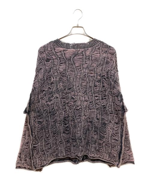 MAISON SPECIAL（メゾンスペシャル）MAISON SPECIAL (メゾンスペシャル) Snow Wash Destroy Fringe Denim Knit Prime-Over V-Neck Cardigan Vネックカーディガン パープル サイズ:1 未使用品の古着・服飾アイテム