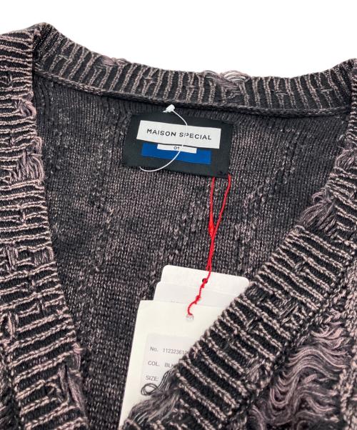 MAISON SPECIAL（メゾンスペシャル）MAISON SPECIAL (メゾンスペシャル) Snow Wash Destroy Fringe Denim Knit Prime-Over V-Neck Cardigan Vネックカーディガン パープル サイズ:1 未使用品の古着・服飾アイテム
