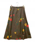 Y'sワイズ）の古着「花柄ナイロンスカート」｜ブラウン