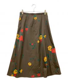 Y's（ワイズ）の古着「花柄ナイロンスカート」｜ブラウン