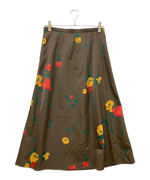 Y's（ワイズ）Y's (ワイズ) 花柄ナイロンスカート ブラウン サイズ:2の古着・服飾アイテム
