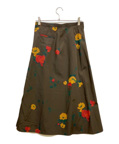 Y's（ワイズ）Y's (ワイズ) 花柄ナイロンスカート ブラウン サイズ:2の古着・服飾アイテム