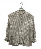 Spick and Spanスピック＆スパン）の古着「モノグラムプリントレイヤースリーブブラウス」｜ホワイト