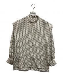 Spick and Span（スピック＆スパン）の古着「モノグラムプリントレイヤースリーブブラウス」｜ホワイト