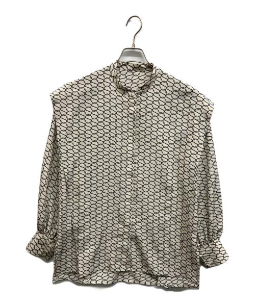 Spick and Span（スピック＆スパン）Spick and Span (スピック＆スパン) モノグラムプリントレイヤースリーブブラウス ホワイト サイズ:Freeの古着・服飾アイテム