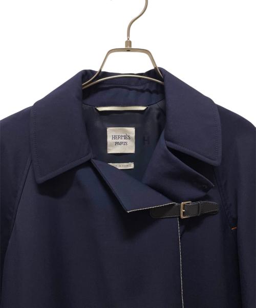 HERMES（エルメス）HERMES (エルメス) ステンカラーコート ネイビー サイズ:34の古着・服飾アイテム