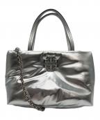 TORY BURCHトリーバーチ）の古着「Britten Nylon Puffy Mini Tote」｜シルバー