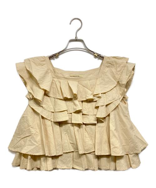 Curensology（カレンソロジー）Curensology (カレンソロジー) ポプリンラッフルブラウス ベージュ サイズ:Fの古着・服飾アイテム