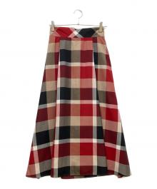 BLUE LABEL CRESTBRIDGE（ブルーレーベルクレストブリッジ）の古着「チェックスカート」｜レッド