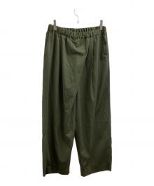 mizuiro-ind（ミズイロインド）の古着「ワイドタックパンツ」｜オリーブ