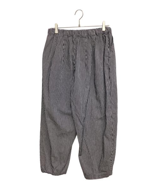 mizuiro-ind（ミズイロインド）mizuiro-ind (ミズイロインド) ヒッコリーワイドテーパードパンツ ネイビー×ホワイト サイズ:Freeの古着・服飾アイテム