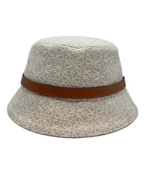 LOEWE（ロエベ）LOEWE (ロエベ) アナグラムジャカード＆カーフバケットハット ベージュの古着・服飾アイテム