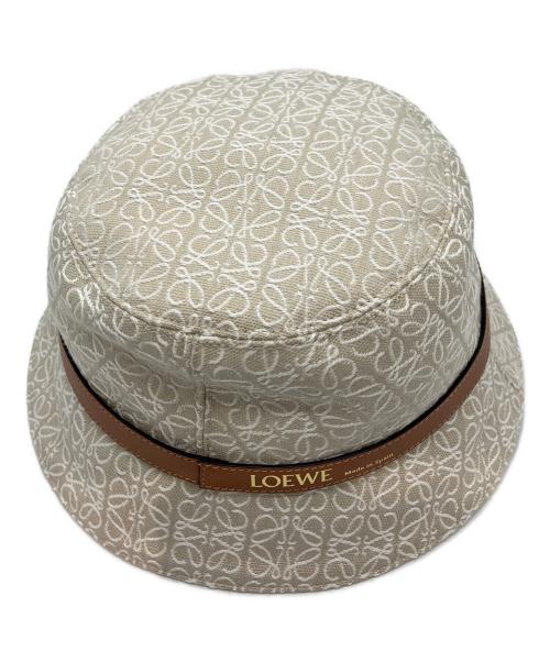 LOEWE（ロエベ）LOEWE (ロエベ) アナグラムジャカード＆カーフバケットハット ベージュの古着・服飾アイテム