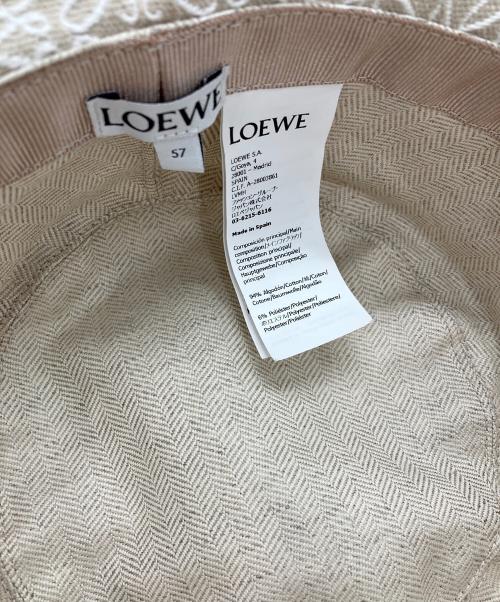 LOEWE（ロエベ）LOEWE (ロエベ) アナグラムジャカード＆カーフバケットハット ベージュの古着・服飾アイテム