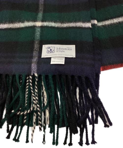 JOHNSTONS OF ELGIN（ジョンストンズオブエルガン）JOHNSTONS OF ELGIN (ジョンストンズオブエルガン) カシミヤチェックストール グリーンの古着・服飾アイテム