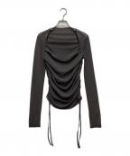 FRAY IDフレイ アイディー）の古着「スクエアネックドレープチュールトップス/ロングスリーブカットソー」｜グレー