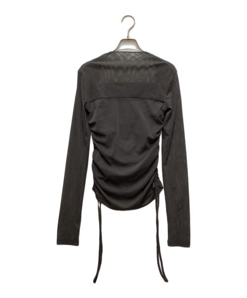 FRAY ID（フレイ アイディー）FRAY ID (フレイ アイディー) スクエアネックドレープチュールトップス/ロングスリーブカットソー グレー サイズ:Free 未使用品の古着・服飾アイテム