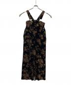 Ameriアメリ）の古着「FLOWER PRINT VELOUR PANTS」｜ブラック