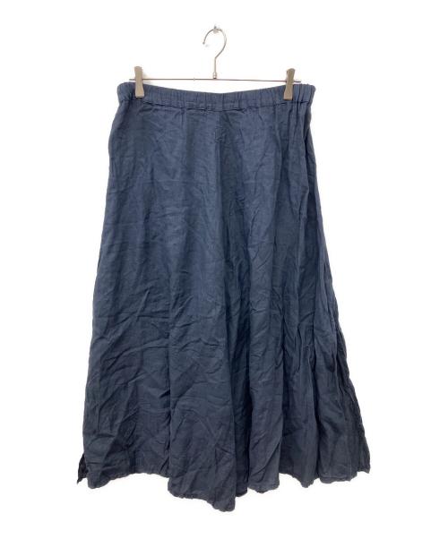 120%lino（ヒャクニジュッパーセント リノ）120%lino (ヒャクニジュッパーセント リノ) リネンスリットスカート ネイビー サイズ:38の古着・服飾アイテム