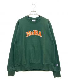 Champion REVERSE WEAVE×MoMA（チャンピオン リバース ウィーブ×モマ）の古着「ロゴスウェット」｜グリーン