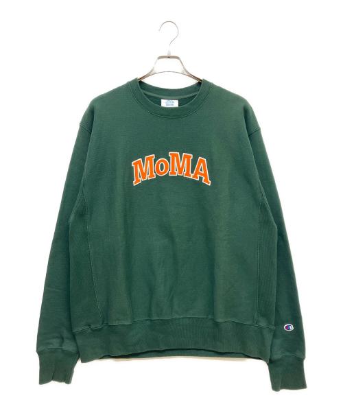 Champion REVERSE WEAVE（チャンピオン リバース ウィーブ）Champion REVERSE WEAVE (チャンピオン リバース ウィーブ) MoMA (モマ) ロゴスウェット グリーン サイズ:SIZE Lの古着・服飾アイテム