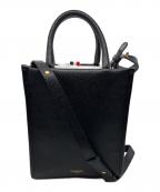 Thom Browneトムブラウン）の古着「2WAYトートバッグ  Pebble Grain Leather Hector Icon Small Squared Tote」｜ブラック