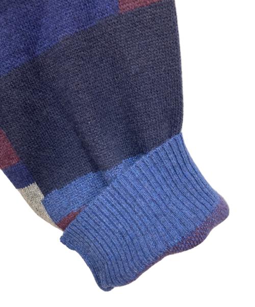 by Parra（バイパラ）by Parra (バイパラ) patched your work knitted pullover ブルー×パープル サイズ:Lの古着・服飾アイテム