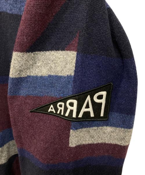 by Parra（バイパラ）by Parra (バイパラ) patched your work knitted pullover ブルー×パープル サイズ:Lの古着・服飾アイテム