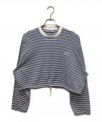 PRADAプラダ）の古着「24SS 長袖 ストライプ ジャージー Tシャツ」｜ネイビー×ホワイト